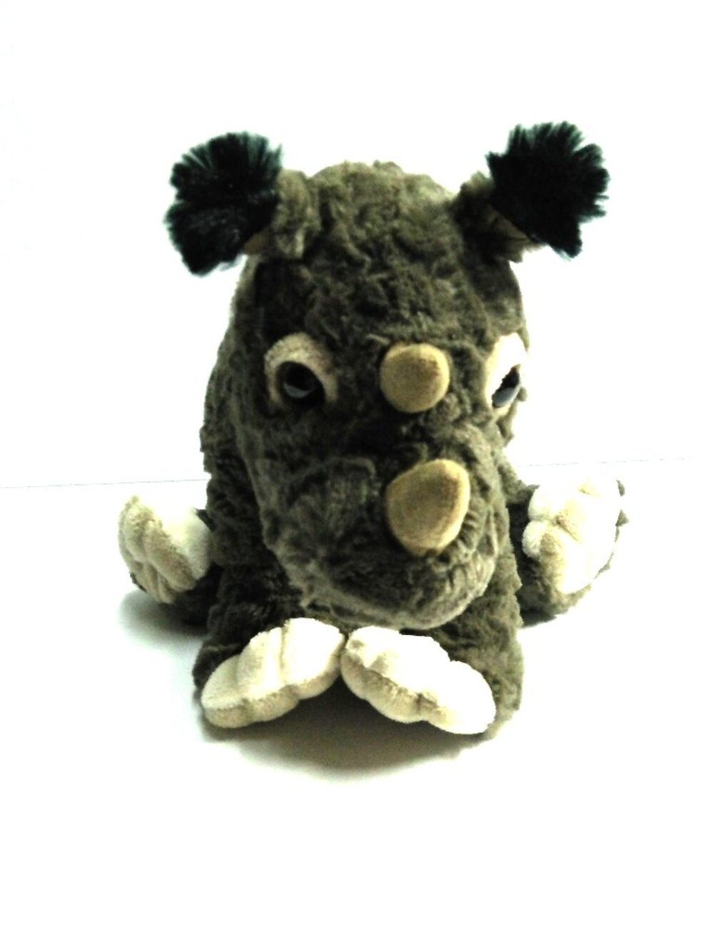 The Petting Zoo Gray Rhinoceros Plush Wild Onez Textured Animal 2011 Plush 12" L